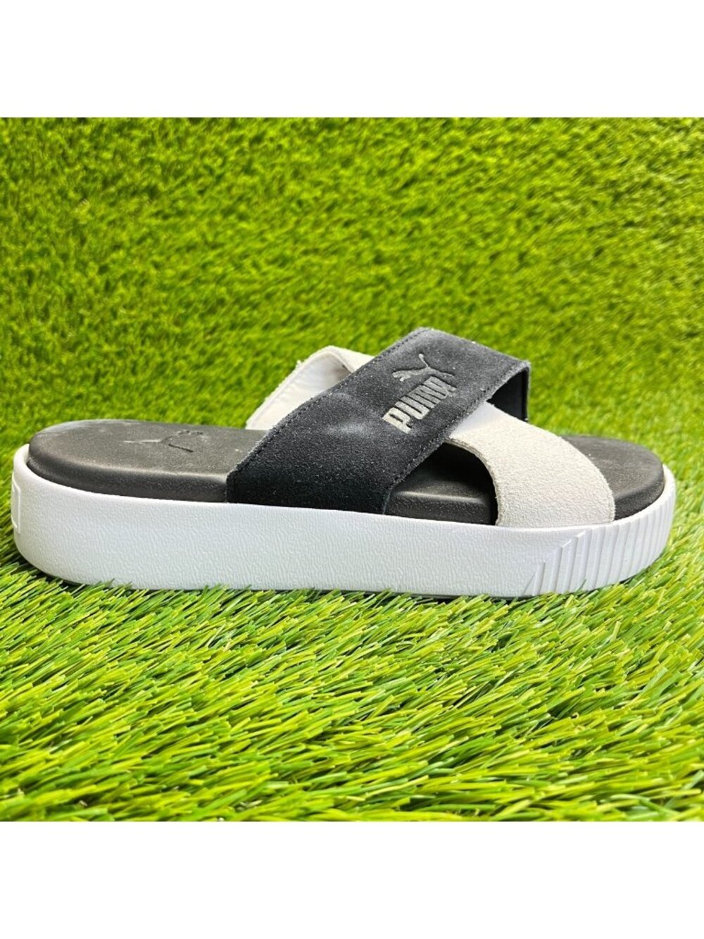 Puma Platform Womens Size 6.5 Black Beach Walking Casual Suede Slide Sandals
